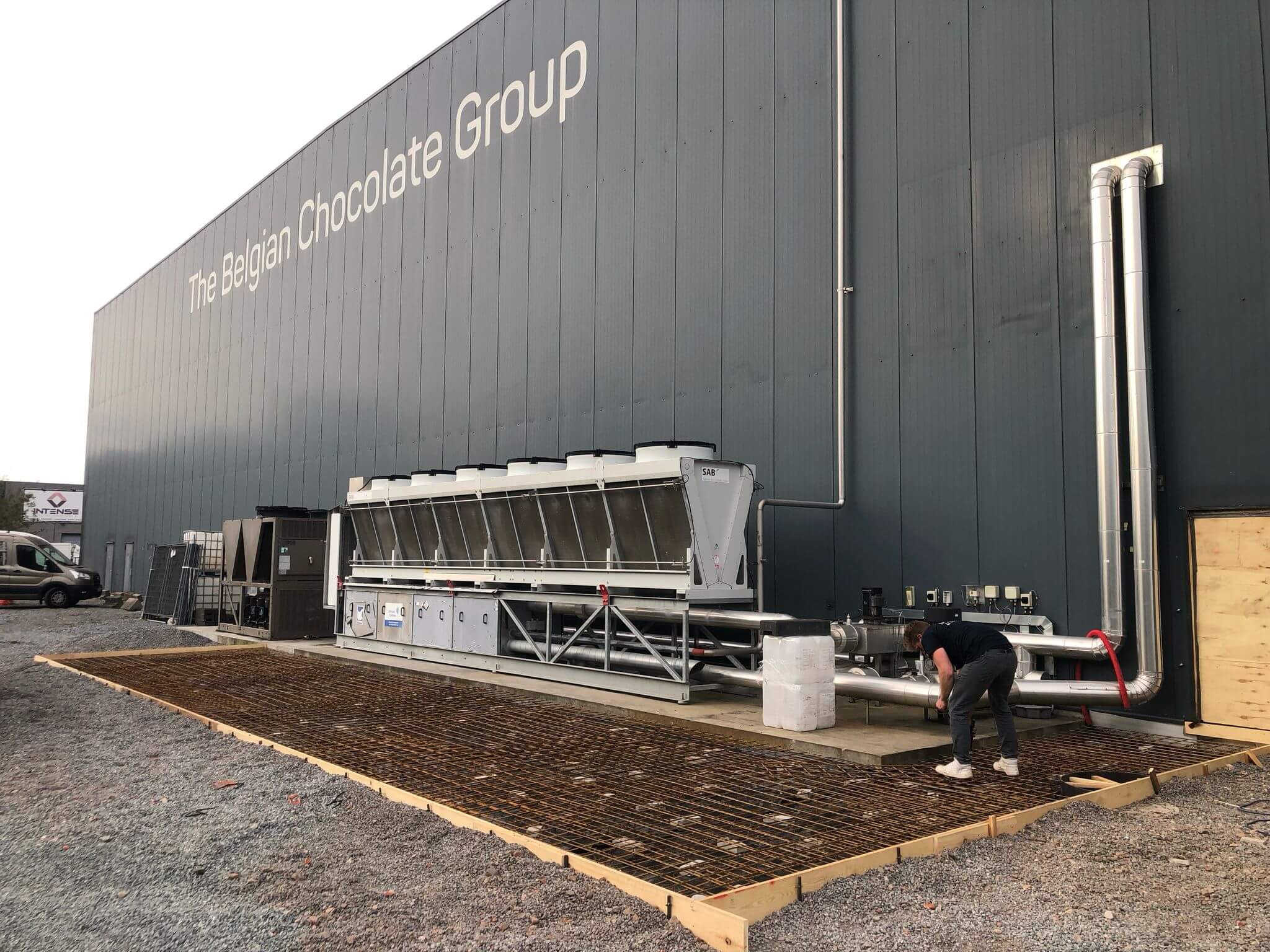 Industriële betonvloer aan bedrijfspand Belgian Chocolate Group